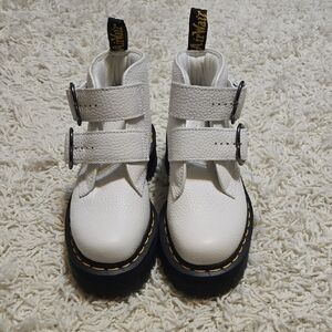 Dr. Martens White Double Strap Combat Boots